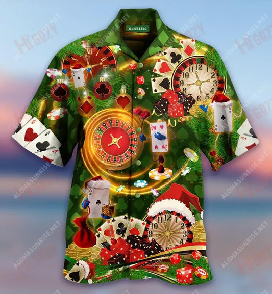 Christmas Time Gambling Short Hawaiian Shirt Hobbies Aloha Shirt Best Hawaiian Shirts Funny Hawaiian Shirts, Hawaiian Shirt Gift, Christmas Gift