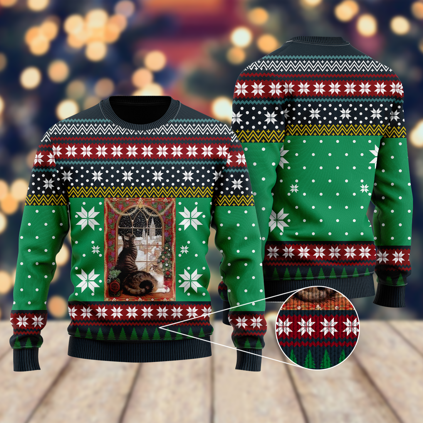 Cat Christmas Snow Window Ugly Christmas Sweater, Christmas Ugly Sweater,Christmas Gift,Gift Christmas 2022