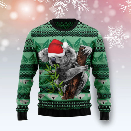 Koala Green Leaf unisex womens & mens, couples matching, friends, funny family ugly christmas holiday sweater gifts, Christmas Ugly Sweater