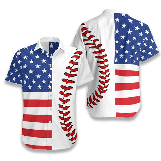 Baseball American Flag Seamless Background Design Hawaiian Shirt,Hawaiian Shirt Gift, Christmas Gift