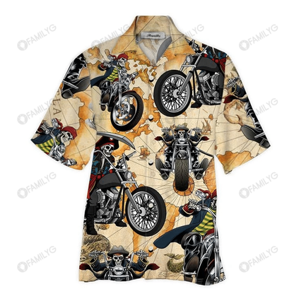 Hawaiian Motorcycle Shirts - Road King Skull Biker Unique Hawaiian Shirt, Hawaiian Shirt Gift, Christmas Gift