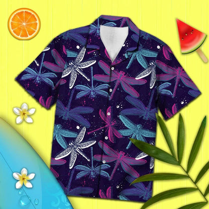 Blue And Purple Dragon Flying In Galaxy Sky Hawaiian Shirt, Hawaiian Shirt Gift, Christmas Gift