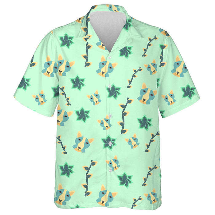 Wolf Flowers And Twigs On A Green Background Hawaiian Shirt, Hawaiian Shirt Gift, Christmas Gift