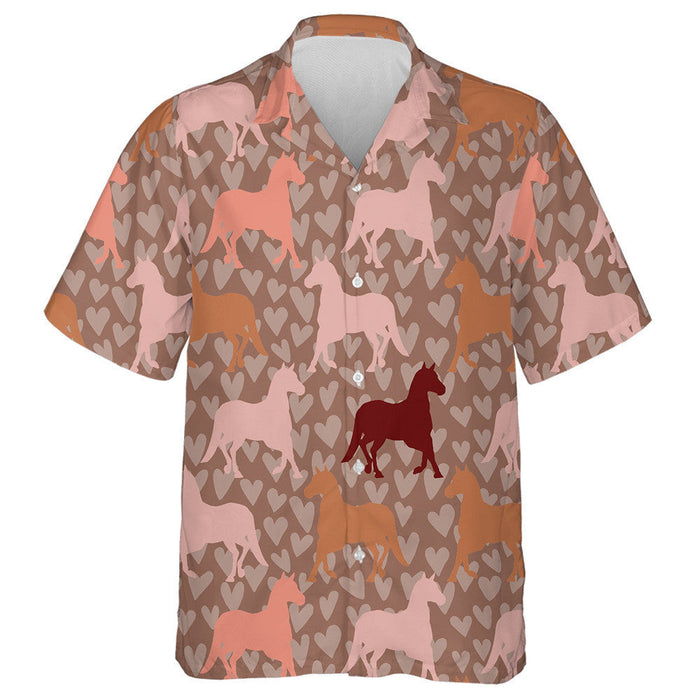 Abstract Colorful Hearts Camouflage With Horses Hawaiian Shirt, Hawaiian Shirt Gift, Christmas Gift