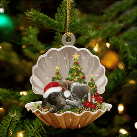 Cute German Shorthaired Pointer Sleeping in Pearl Dog Christmas Ornament Flat Acrylic,Christmas Decoration
