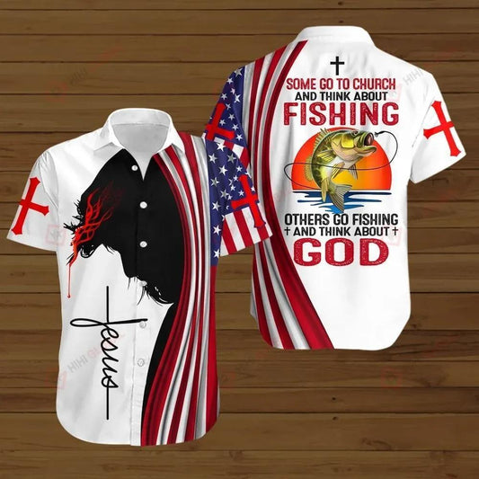 Fishing God Hawaiian Aloha Shirt Unisex Shorts Sleeve Colorful Hawaiian Shorts Beach Short Sleeve_ Hawaiian Shirt Gift, Christmas Gift