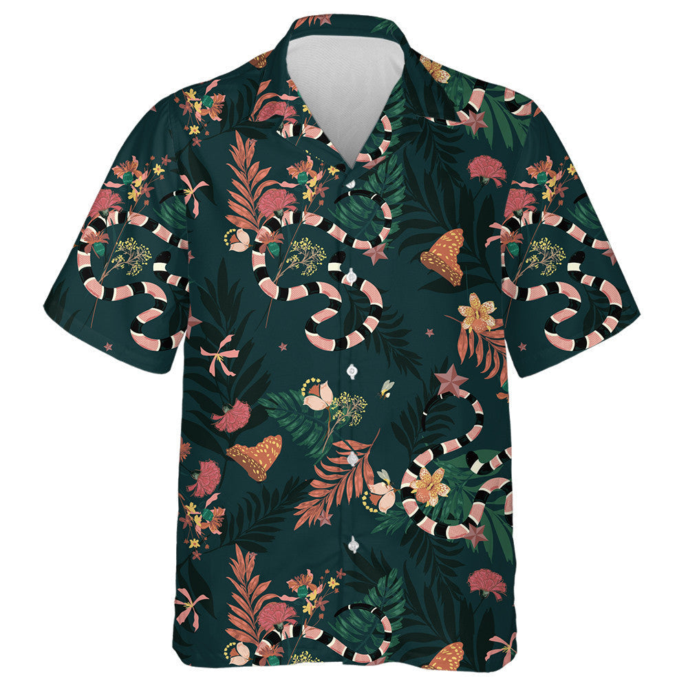 Hand Drawn Beautiful Dark Forest Snakes And Butterflies Hawaiian Shirt, Hawaiian Shirt Gift, Christmas Gift