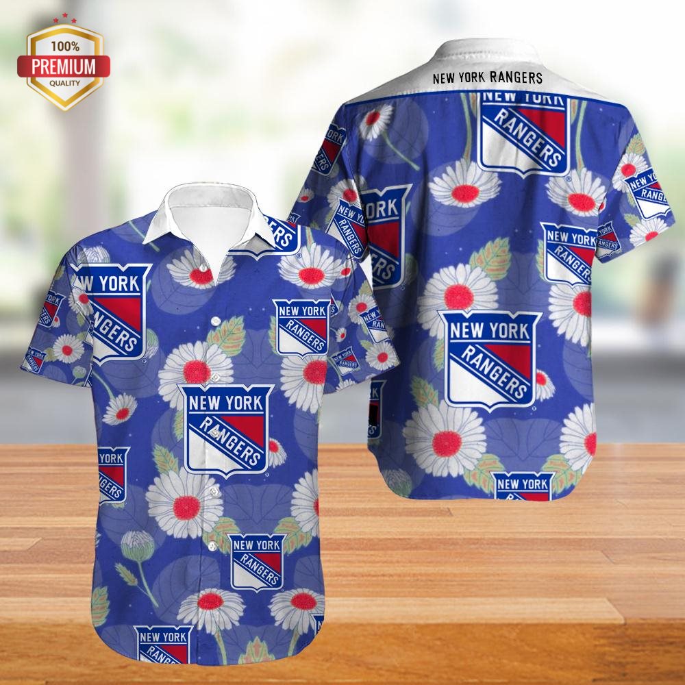 New York Rangers Hawaiian Shirt, Hawaiian Beach Shirt Short Sleeve, Hawaiian Shirt Gift, Christmas Gift