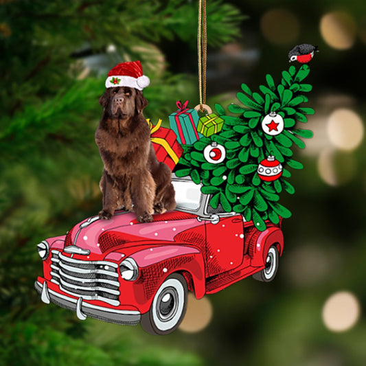 BROWN Newfoundland-Pine Truck Hanging Christmas Plastic Hanging Ornament, Happy Christmas Ornament, Christmas Gift, Christmas Decoration