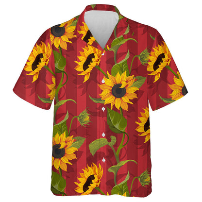 Appealing Sunflower And Its Shadow On Red Background Hawaiian Shirt, Hawaiian Shirt Gift, Christmas Gift