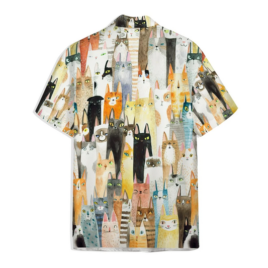 For Men And Women, Abstract Cat Design Hawaiian Shirt  Crazy Funny Hawaiian Shirt  Painting Art Vintage Hawaiian Shirt, Hawaiian Shirt Gift, Christmas Gift