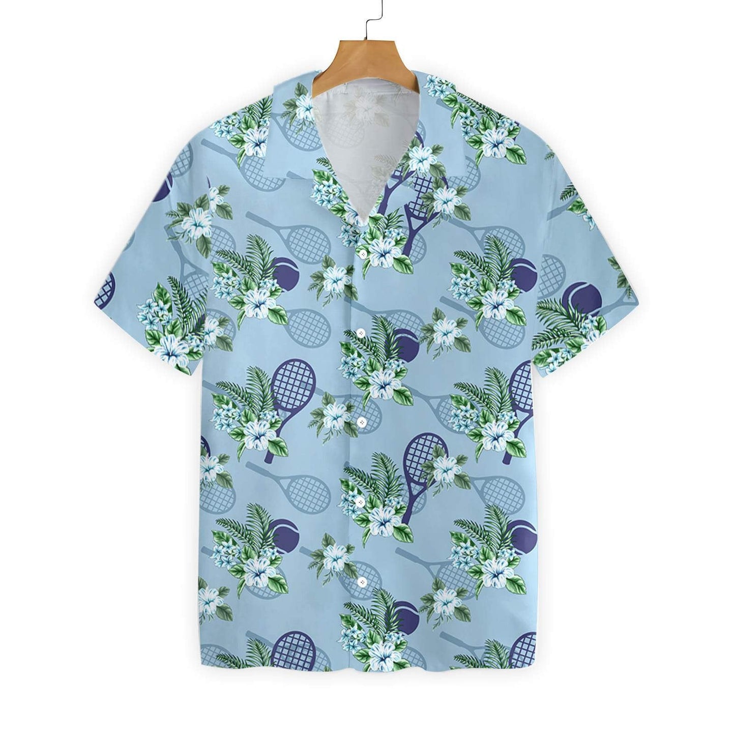 Tropical Tennis 5 On Blue Background Design Hawaiian Shirt, Hawaiian Shirt Gift, Christmas Gift