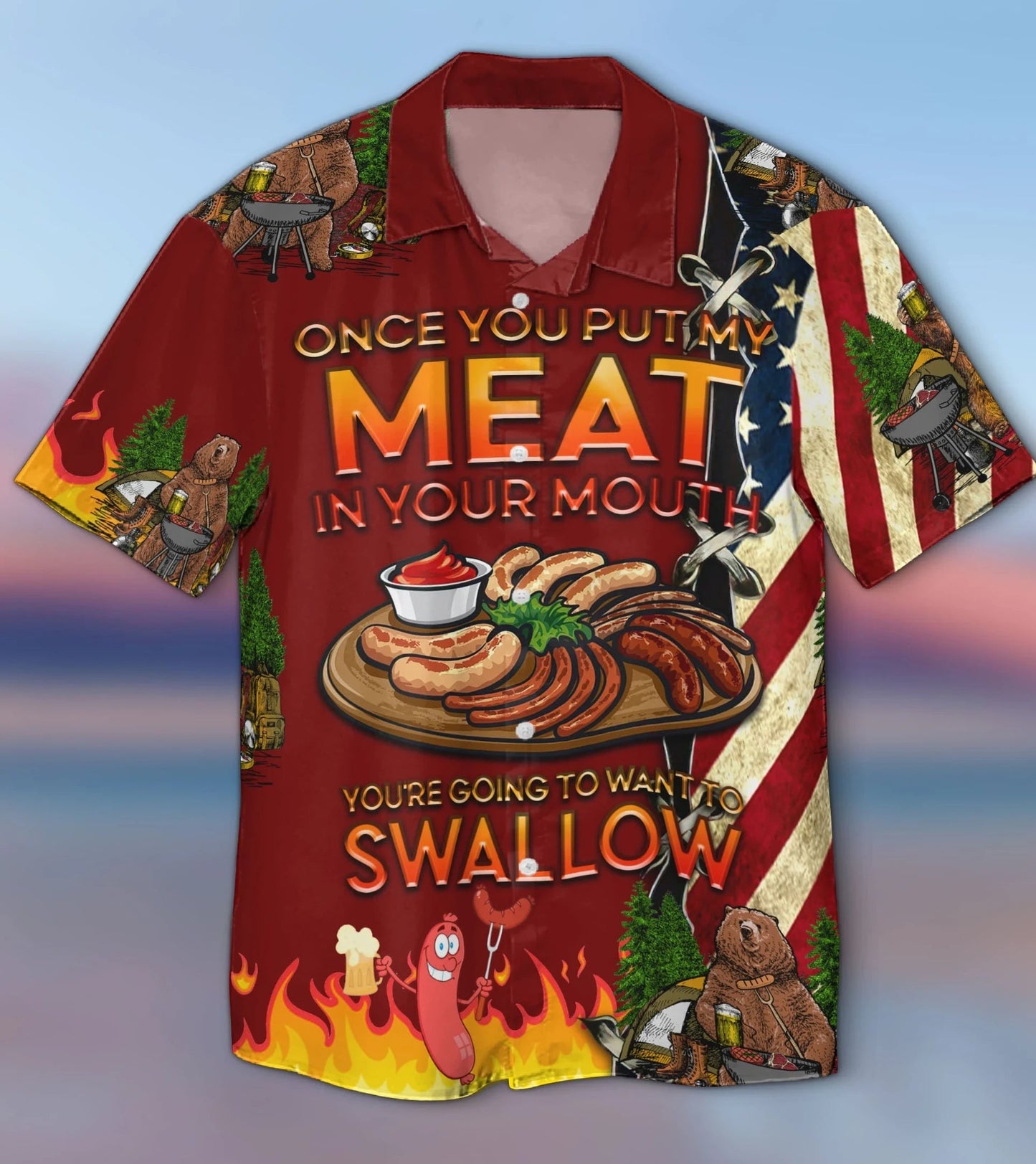 Camping Put My Meat Want To Swallow Design Hawaiian Shirt, Hawaiian Shirt Gift, Christmas Gift