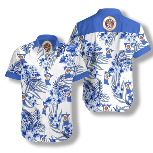 Minnesota Proud On White Background Pattern Hawaiian Shirt,Hawaiian Shirt Gift, Christmas Gift