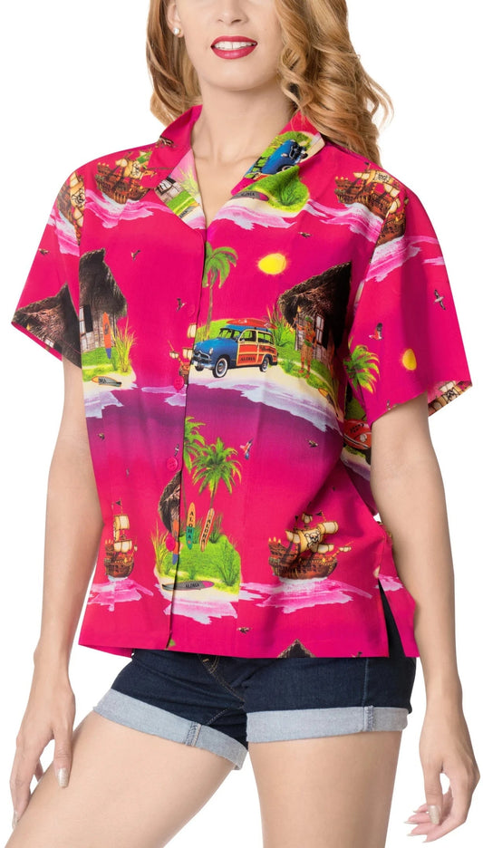 Cool Breast Cancer Pink Scenic Beach Hawaiian Aloha Tropical Design Hawaiian Shirt,Hawaiian Shirt Gift, Christmas Gift