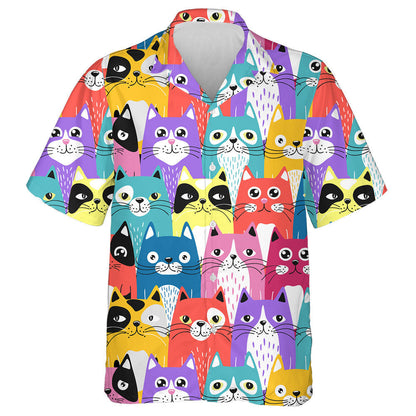Funny Cartoon Cats In Retro Style Hawaiian Shirt,Hawaiian Shirt Gift, Christmas Gift