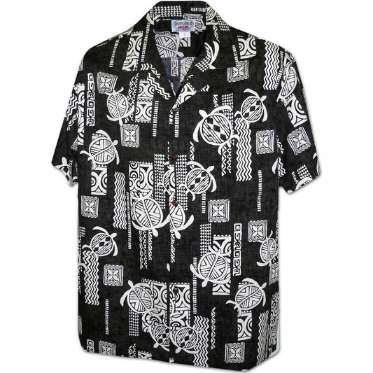 Turtle Tattoo Black Hawaiian Aloha Shirt Hawaiian Shorts Beach Short Sleeve, Hawaiian Shirt Gift, Christmas Gift