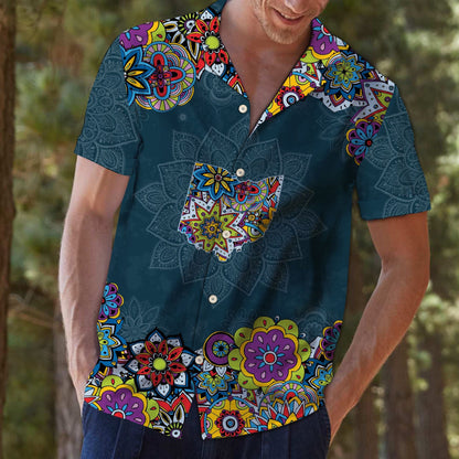Awesome Map Of Ohio Mandala Flower Patchwork Pattern Hawaiian Shirt, Hawaiian Shirt Gift, Christmas Gift