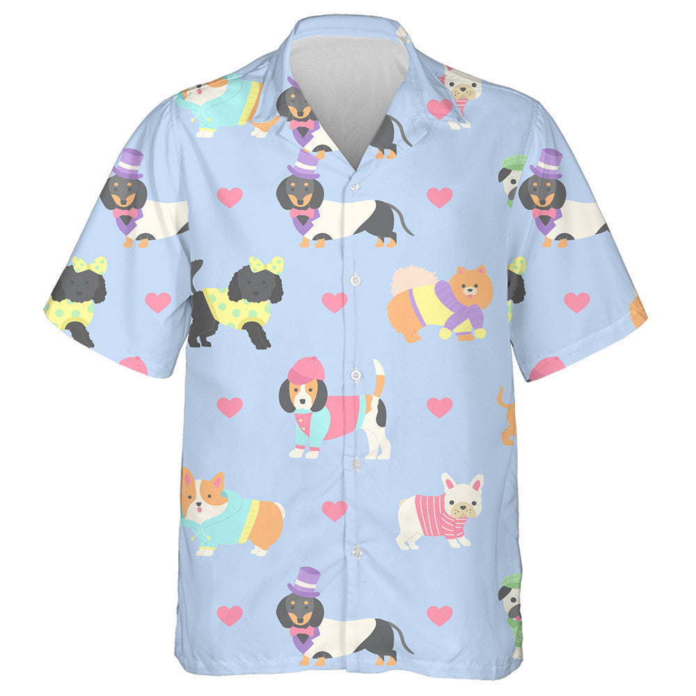 Corgi And Beagle Dogs Wearing Clothes Hawaiian Shirt,Hawaiian Shirt Gift, Christmas Gift