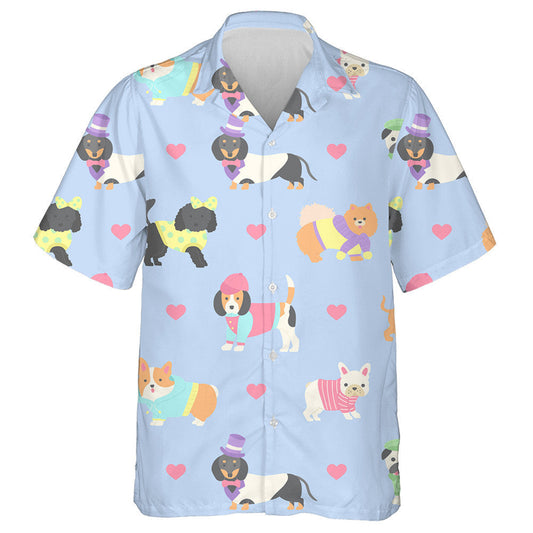 Corgi And Beagle Dogs Wearing Clothes Hawaiian Shirt,Hawaiian Shirt Gift, Christmas Gift