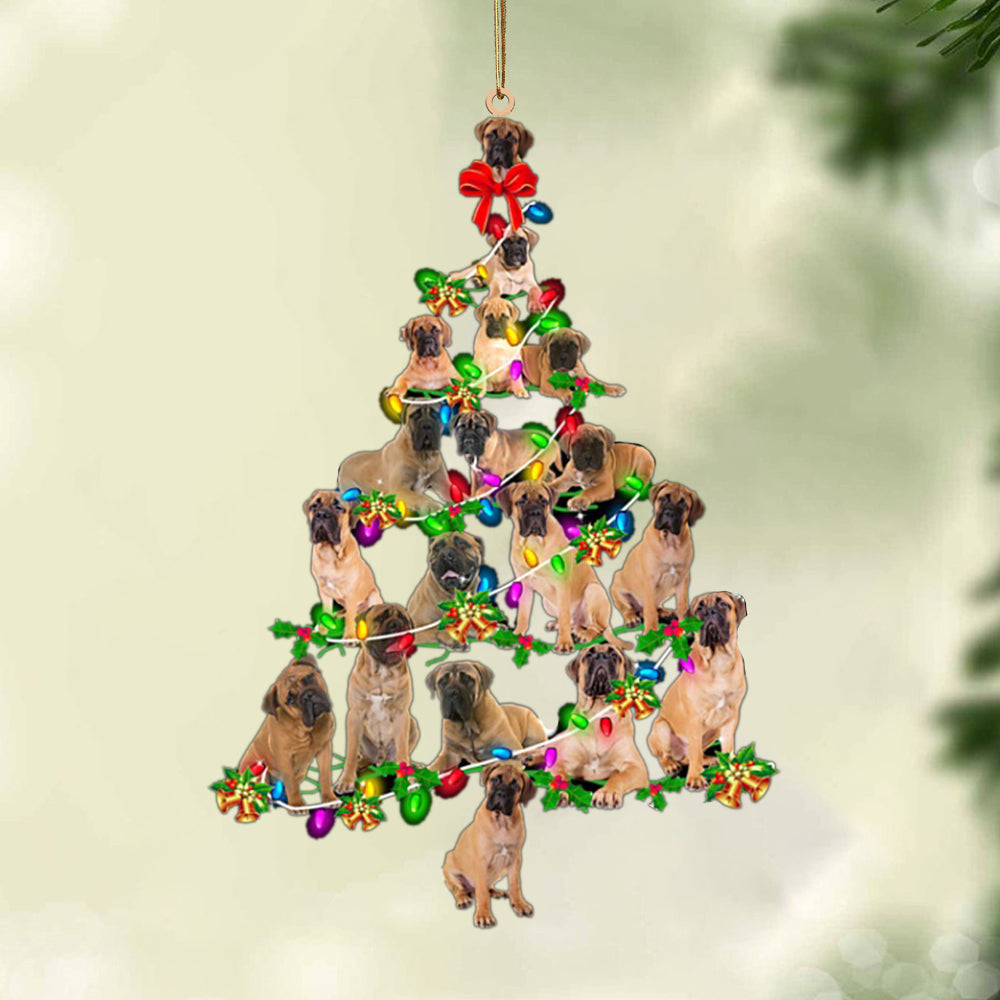 Bullmastiff-Christmas Tree Lights-Two Sided Christmas Plastic Hanging Ornament, Happy Christmas Ornament, Christmas Gift, Christmas Decoration