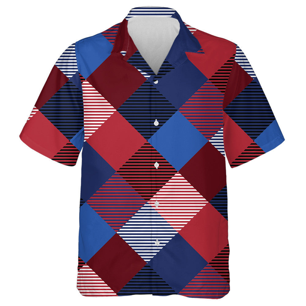 Patriotic Background Patterns For Independence Day In Three Colors Hawaiian Shirt, Hawaiian Shirt Gift, Christmas Gift