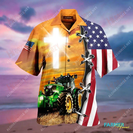 Proud To Be A Farmer Unisex Hawaiian Shirt Ocean Short Sleeve Custom Hawaiian Shirts Hawaiian Shirts For Men, Hawaiian Shirt Gift, Christmas Gift