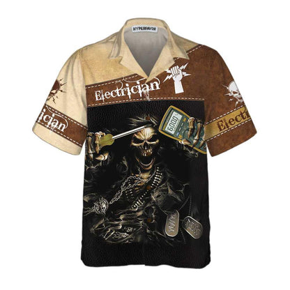 Cool Skull Electrician Gift For Halloween Hawaiian Shirt,,Hawaiian Shirt Gift, Christmas Gift