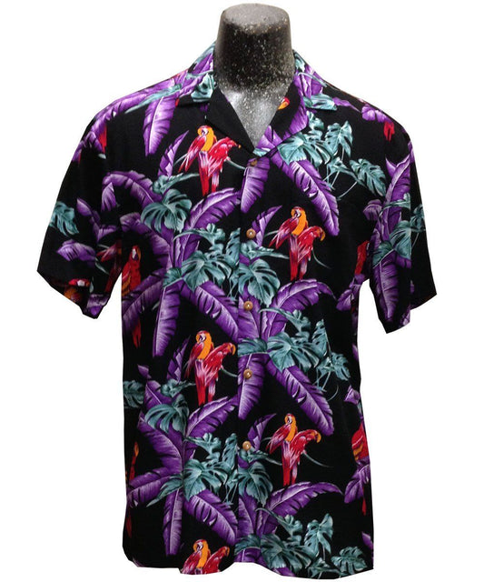 Jungle Bird Black Hawaiian Aloha Shirt Hawaiian Shorts Beach Short Sleeve, Hawaiian Shirt Gift, Christmas Gift