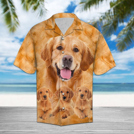 Brown Golden Retriever Smile With You Hawaiian Shirt, Hawaiian For Gift