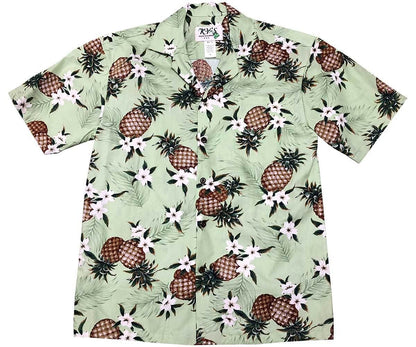 Pineapples Green Hawaiian Aloha Shirt Hawaiian Shorts Beach Short Sleeve, Hawaiian Shirt Gift, Christmas Gift