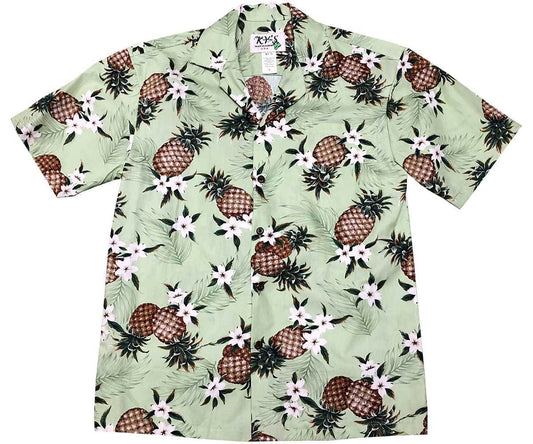 Pineapples Green Hawaiian Aloha Shirt Hawaiian Shorts Beach Short Sleeve, Hawaiian Shirt Gift, Christmas Gift