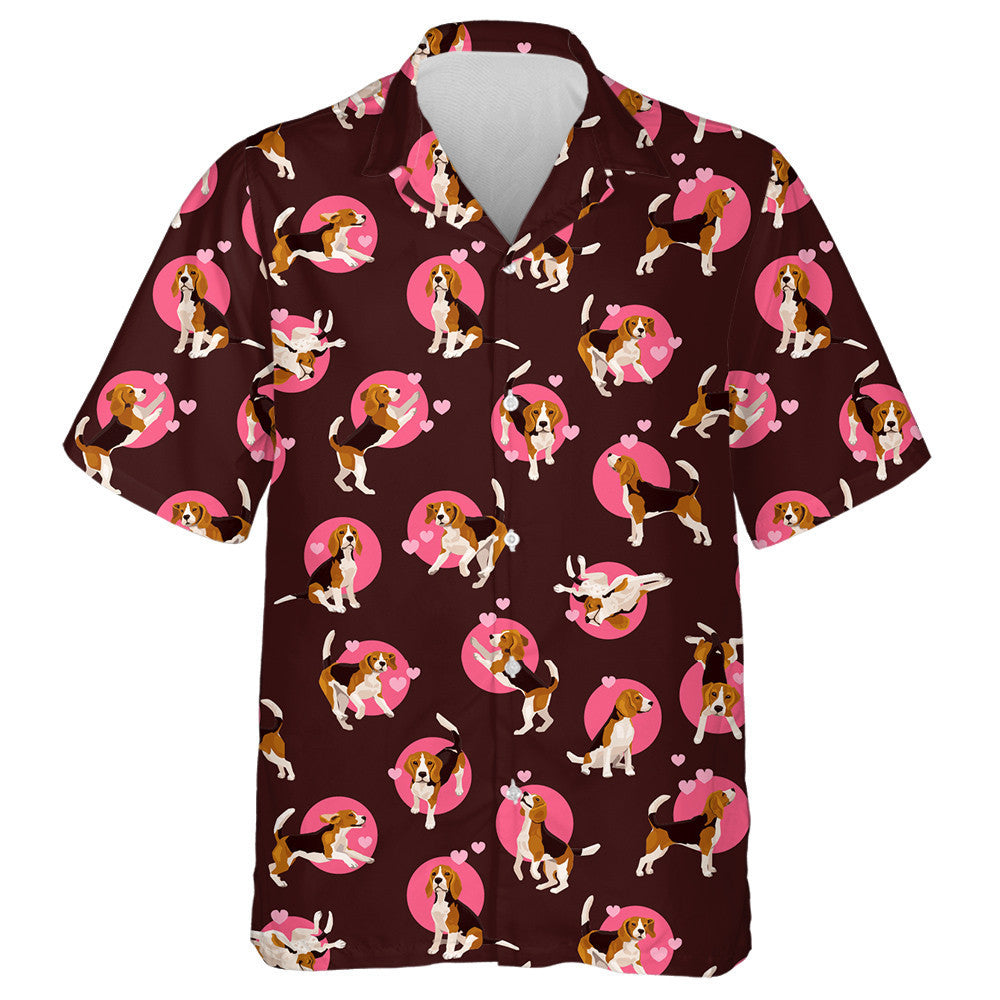 Love Funny Beagle Dog On Brown And Pink Hawaiian Shirt, Hawaiian Shirt Gift, Christmas Gift