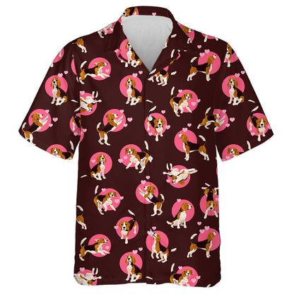 Love Funny Beagle Dog On Brown And Pink Hawaiian Shirt, Hawaiian Shirt Gift, Christmas Gift