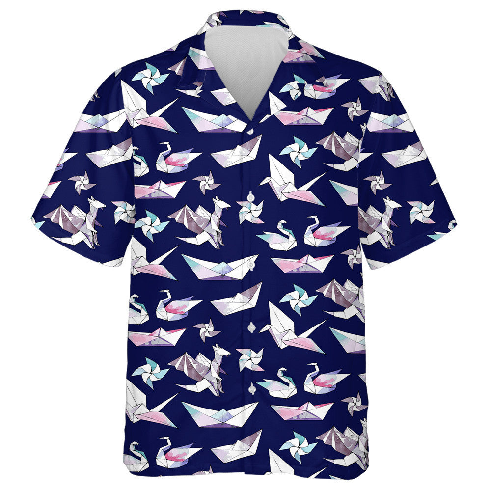 Hand Drawn Origami Cranes And Dragons Hawaiian Shirt, Hawaiian For Gift