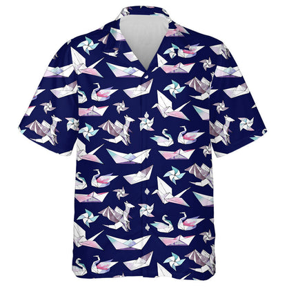 Hand Drawn Origami Cranes And Dragons Hawaiian Shirt, Hawaiian For Gift
