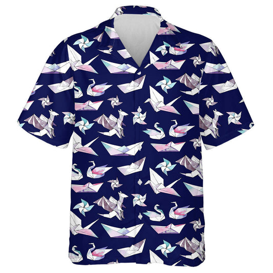 Hand Drawn Origami Cranes And Dragons Hawaiian Shirt, Hawaiian For Gift