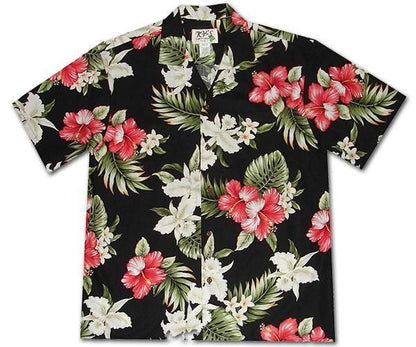 Luau Night Black Hawaiian Aloha Shirt Hawaiian Shorts Beach Short Sleeve, Hawaiian Shirt Gift, Christmas Gift