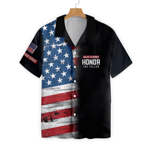 Patriotic USA Salute To Heroes Honor The Fallen Design Hawaiian Shirt, Hawaiian Shirt Gift, Christmas Gift