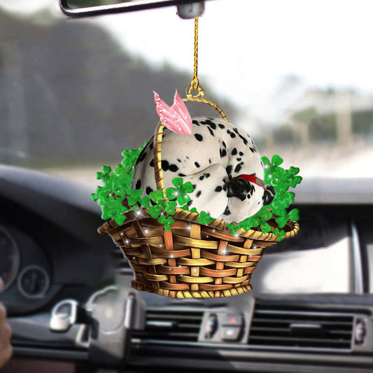 Dalmatian Sleeping Car Hanging Ornaments, Lucky Fairy Two Sided Ornament Gift To Dog Lovers, Christmas Decoration