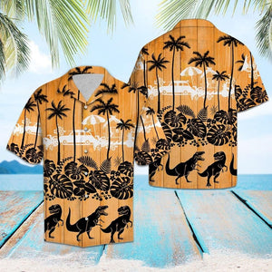 Aloha Shirt Dinosaur Palm Tree Hawaiian Aloha Shirt Hawaiian Shorts Beach Short Sleeve, Hawaiian Shirt Gift, Christmas Gift