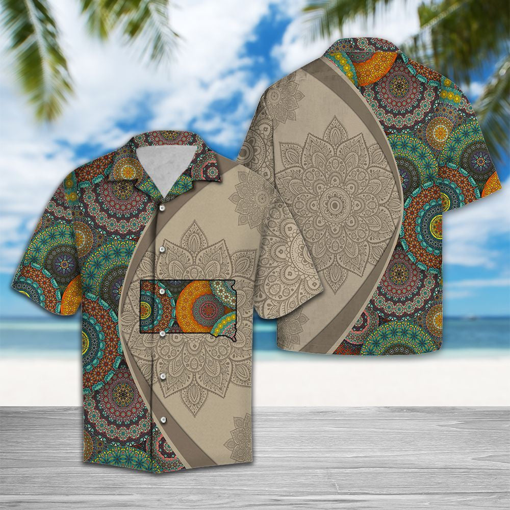 South Dakota Mandala Vintage Style Hawaiian Shirt,Hawaiian Shirt Gift, Christmas Gift