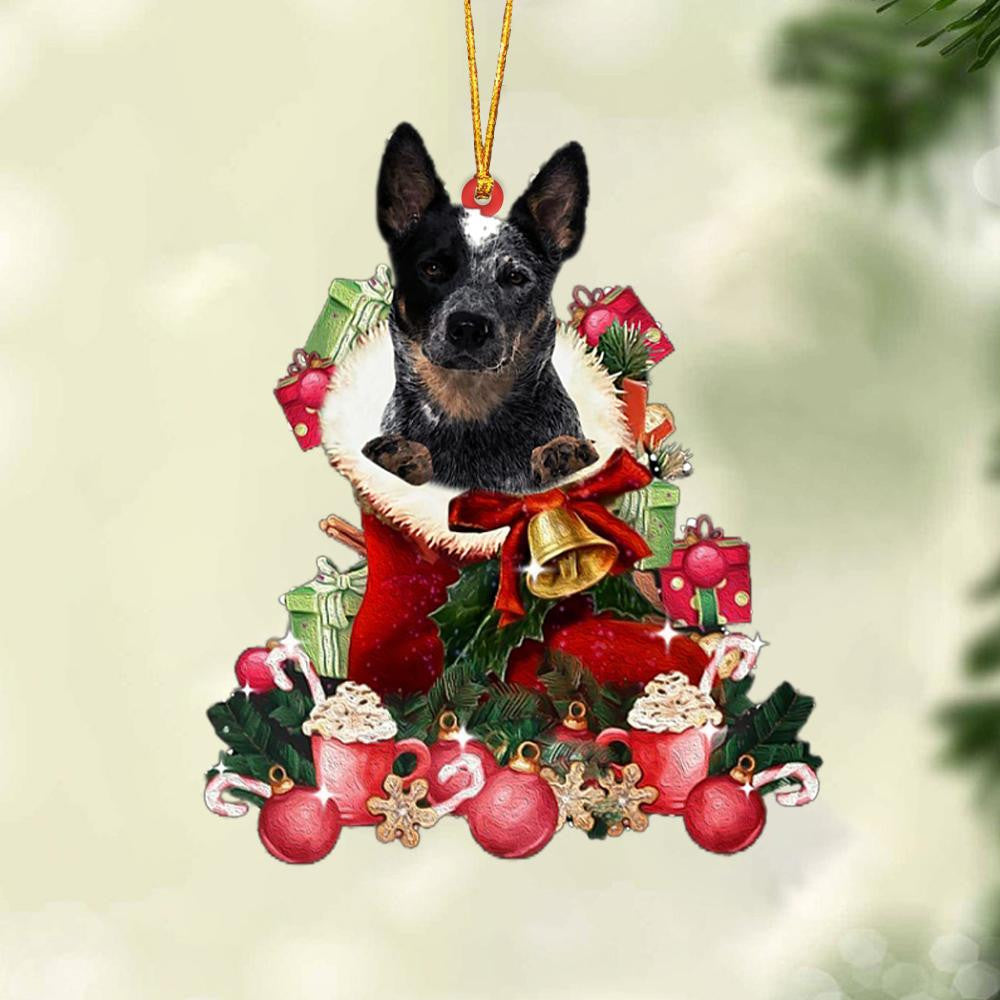 Blue Heeler-Red Boot Hanging Christmas Plastic Hanging Ornament, Christmas Ornament Gift, Christmas Gift, Christmas Decoration