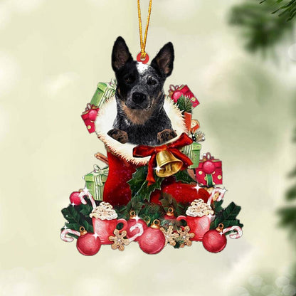 Blue Heeler-Red Boot Hanging Christmas Plastic Hanging Ornament, Christmas Ornament Gift, Christmas Gift, Christmas Decoration
