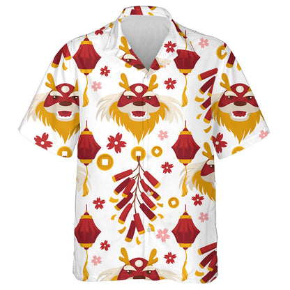 Chinese Traditional Red Dragon With Paper Lanterns Light Hawaiian Shirt, Hawaiian Shirt Gift, Christmas Gift