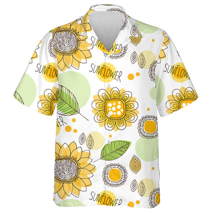 Bright Summer Hand Drawn Doodle Decorative Sunflower Hawaiian Shirt, Hawaiian Shirt Gift, Christmas Gift