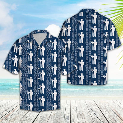 Blue And White Farmer At Countryside Hawaiian Shirt, Hawaiian For Gift
