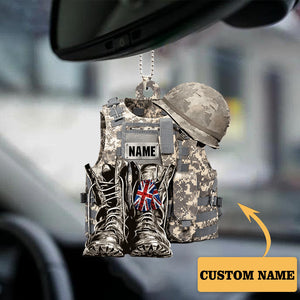 Personalized Flat Acrylic Car Hanging Ornament For Military Uniform, Christmas Decoration