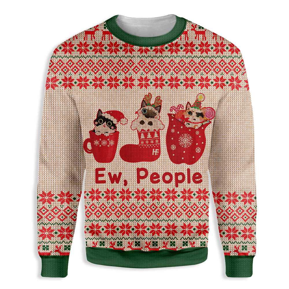 Cat Christmas Ew People Ugly Christmas Sweater, Christmas Ugly Sweater,Christmas Gift,Gift Christmas 2022
