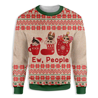 Cat Christmas Ew People Ugly Christmas Sweater, Christmas Ugly Sweater,Christmas Gift,Gift Christmas 2022